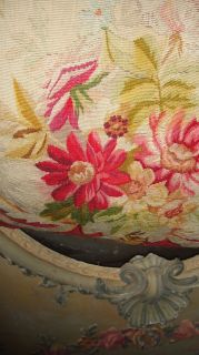 Antique 19th C French Aubusson Feather Filled Pillow 16x16 Rich Colors