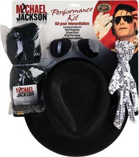 Michael Jackson Costume Accessory Kit with Wig Hat Glove and Glasses