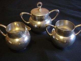 James w Tufts Quadruple Plate Silver Tea Set 1940 4 Pcs