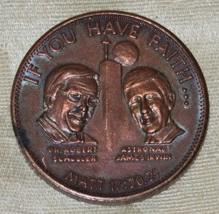 Commemorative Medal Coin James Irwin Astronaut Apollo 15 1973 Hour of