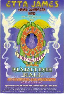   Maritime Hall Concert Handbill Etta James Lee Conklin Art Near Mint