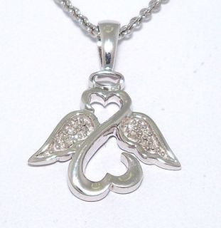 Jane Seymour Diamond Open Heart Angel Pendant Necklace 18 Sterling