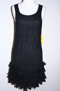 Authnwt $396 Alice Olivia Randi Ruffle Skirt Lace Tank Dress in Black