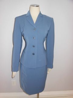 Jones New York Suit  Womens Cornflower Blue Skirt Suit Jacket