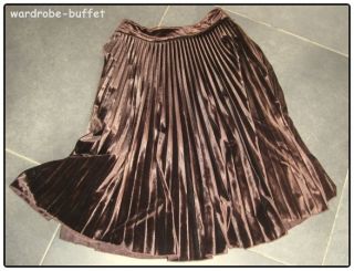 Jamie Womens Brown Velvet Plush Wide Pleated Skirt 14 L