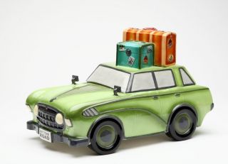 Appletree Design Road Trip Car Cookie Jar Ceramic Canister Luggage
