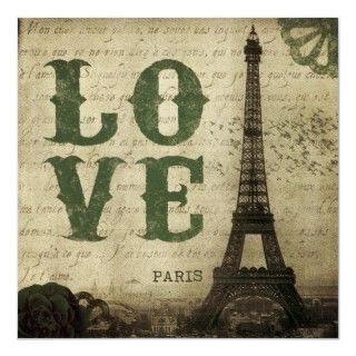 Vintage Eiffel Tower image in Paris, France. An old French love letter