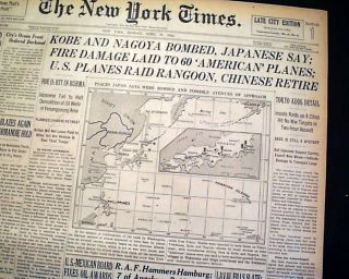 1942 DOOLITTLE RAID James Jimmy JAPAN Bombers Attack 1st World War II