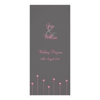 Wedding Program Simple, Modern Pink Love Hearts Customized Rack Card