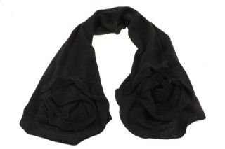 MAGASCHONI New Black Cashmere Rosette Scarf Wrap One Size BHFO