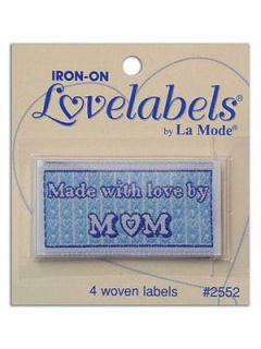 These iron on labels personalize any project. Labels can also be sewn