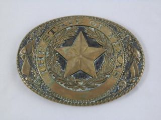 Tony Lama Solid Brass State of Texas Belt Buckle