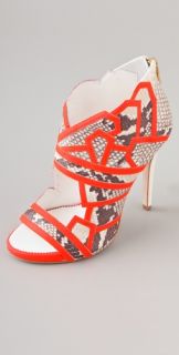 ONE by Suecomma Bonnie High Heel Embosed Bootie with Neon Piping