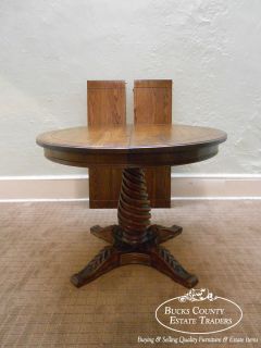 Jamestown Lounge Feudal Oak Carved Pedestal Base Dining Table