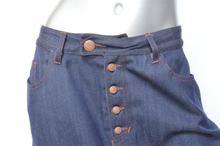 Jean Paul Gaultier Womens Jeans Denim Fringe Button Closure Long Maxi