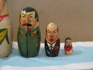 Mockba 7 Russian Leaders Nesting Dolls Signed 1994