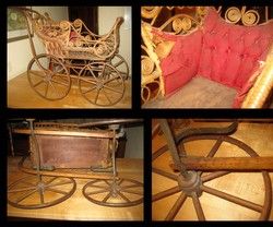 1890s Vintage Original Wicker Doll Carriage Buggy Brooklyn NY