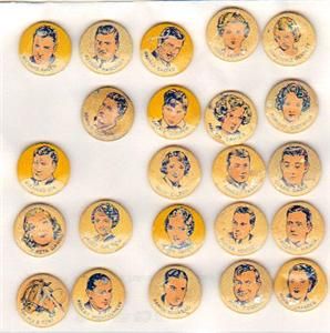 1933 Cracker Jack Pin Hollywood Movie Stars Pinback Almost Complete