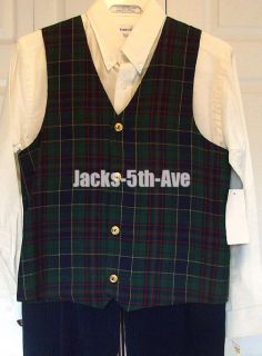 Imp Boys 12 14 Holiday Plaid Vest Shirt Pants Suit Set $108 Navy Blue