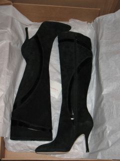 Via Spiga Perry Black Suede Knee High Boots Womens Size 7 5 New in