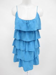 Jay Godfrey Blue Silk Layered Ruffle Mini Dress Sz 4