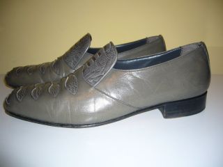 Jarman International leather part reptile skin Slip On Grey Shoes 7 UK