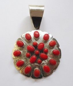 Jay Kings DTR Sterling Silver Red Coral Cluster Style Pendant