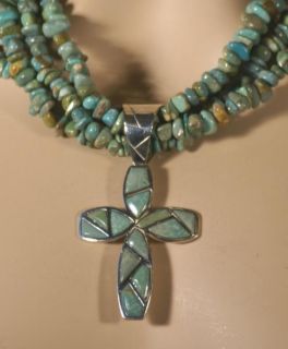 Jay King MINE FINDS Green Turquoise Cross Necklace & Pendant Sterling