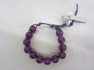 Chan Luu Single Wrap Faceted Purple Jade Leather Bracelet Adjustable