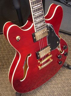  TRD Semi Hollow Electric Guitar Wine Red Blues Jazz Fusion 335