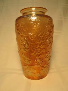 Jenkins Marigold Carnival Glass Golden Flowers 7 1 2 Vase