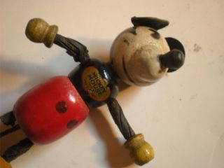 Antique Wooden Vintage Mickey Mouse Toy Figure Walt Disney Repair Free