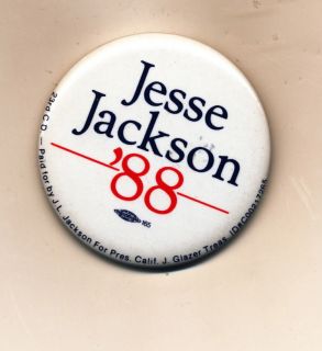 Jesse Jackson for President Campaign Button 1988