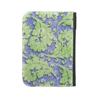 Girly paisley pattern, green & blue glitter photo kindle folio cases