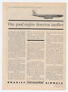1962 Braniff International Airways Jet Engine Ad