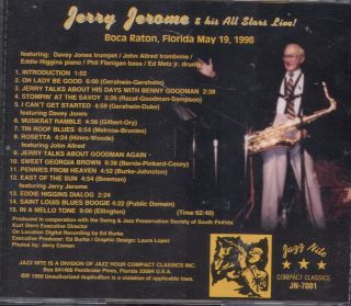 Jerry Jerome and His All Stars Live Jazz Nite JN 7001 008591700125