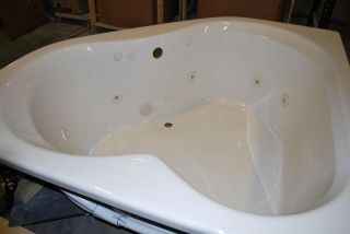  Drop in Corner Whirlpool Jetted Bath Tub 8 Jets Biscuit Bathtub