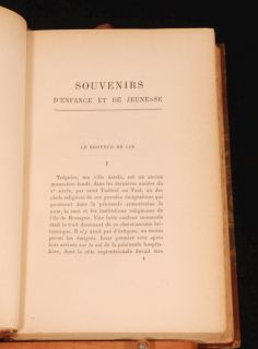 1929 Renan Souvenirs DEnfance Et de Jeunesse French
