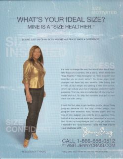 2008 Jenny Craig Weight Loss Center Magazien Print Ad Queen Latifah