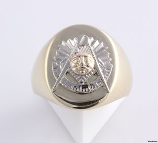 Past Master Custom Made Masonic Ring 10K Yellow White Gold Solid Back