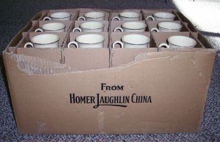 Homer Laughlin China Box w 36 Ivory Gold Tom Jerry Mugs