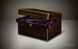 Antique Jewellery Box in Coromandel with Betjemann Patent Mechanism by
