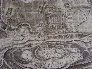 Antique Engraving Jerusalem Map Villalpando 1650 Print