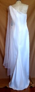 Jessica McClintock White Satin One Shouldered Dress Size 10