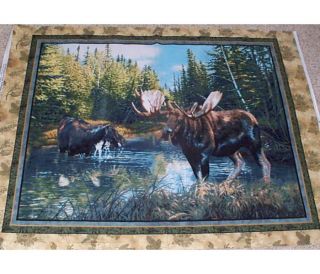 Moose Caldwell Creek Wall Hanging Quilt Top Panel Fabric Cotton