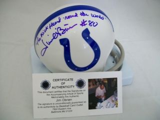 Jim OBrien Autographed Mini Helmet Baltimore Colts Signed Auto COA
