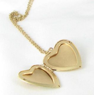 New Locket Pendant Necklace Heart Flowers Gold Tone Yellow Rust Black