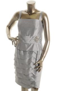 Jessica Howard New Silver 2pc Shutter Pleated Dress Suit Plus 14W BHFO