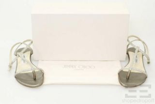 Jimmy Choo Champagne Glitter Fabric Fiona Flat Sandals Size 35 New