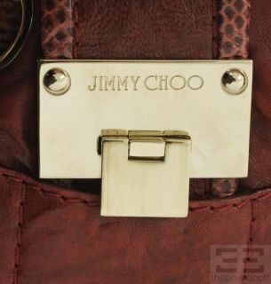 Jimmy Choo Dark Red Leather Snakeskin Trim Ramona Handbag
